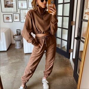 Tan Lines by Sivan Ayla Sweatpant Joggers Small Tan